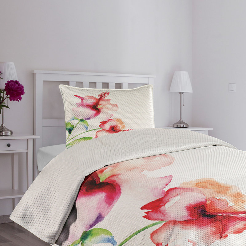 Ambesonne Flower Coastal Coverlet Set