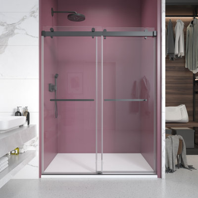 72'' - 76'' W X 76'' H Double Sliding Frameless Shower Door With 3/8 Inch (10Mm) Clear Glass