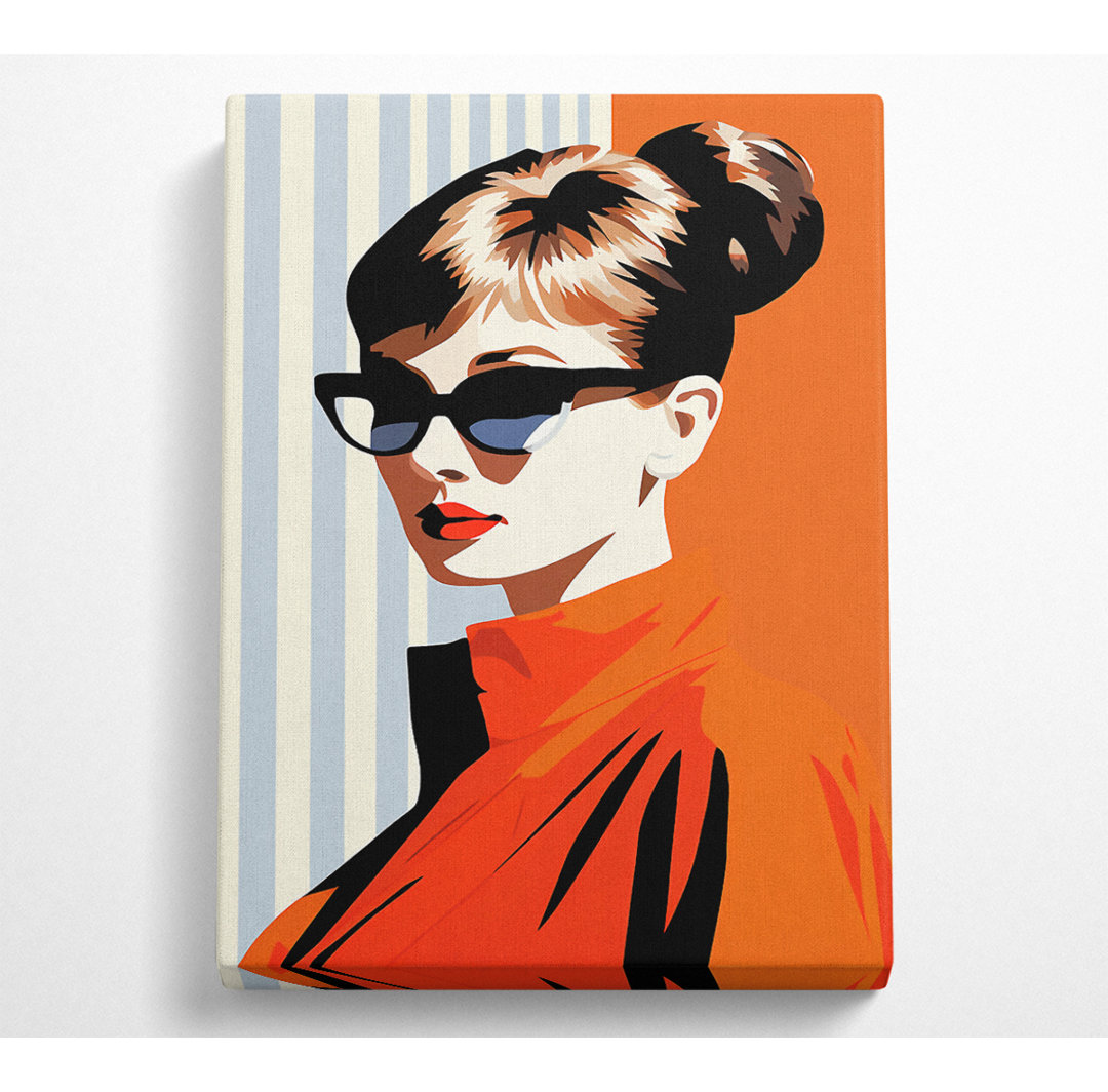 Audrey Hepburn Sonnenbrille Retro Vintage Mode - Leinwand Kunstdrucke