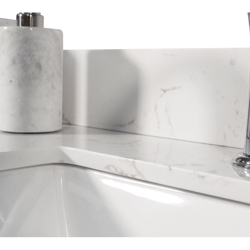 Plateau de meuble-lavabo simple 43 po avec lavabo, Blanc