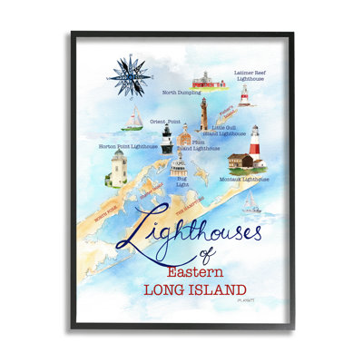 Carte nautique des phares de Long Island par Melissa Hyatt LLC - Impression sur toile