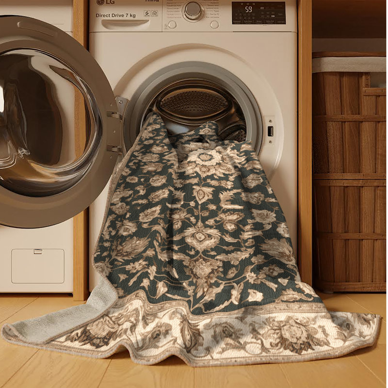 Machine Washable Persian Brown Area Rug, Square 5'