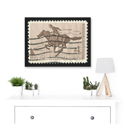 Postage Stamp 1860 1960 Pony Express Vintage USA - Single Picture Frame Print