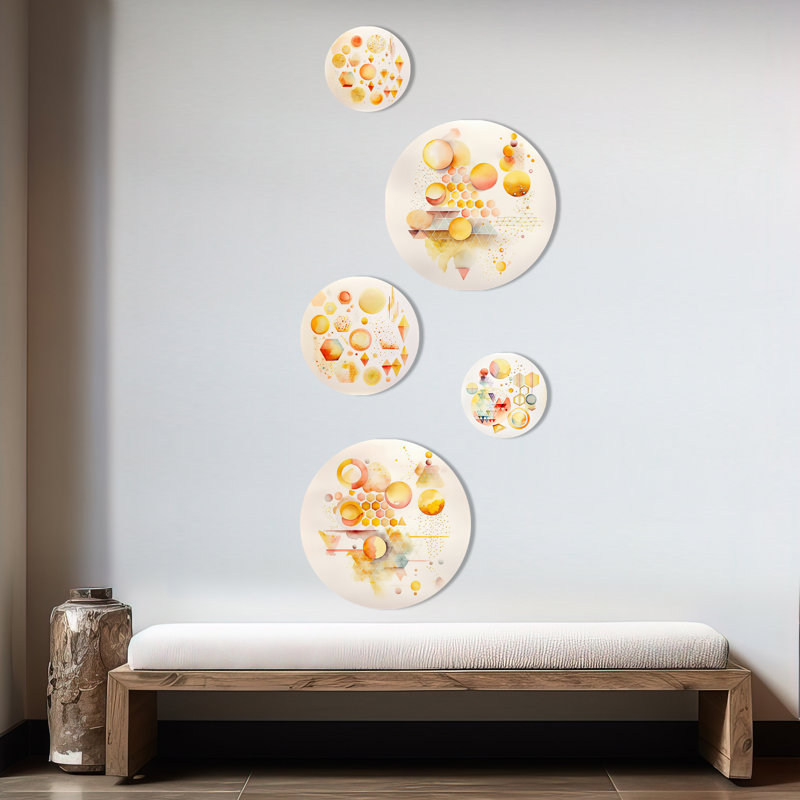 Ensemble de 5 décorations murales multicolores abstraites VI