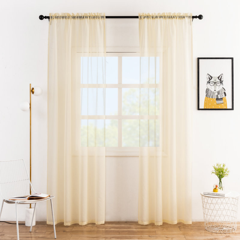Chapple Sheer Curtains / Drapes Pair, 52" L x 63" W, Gray
