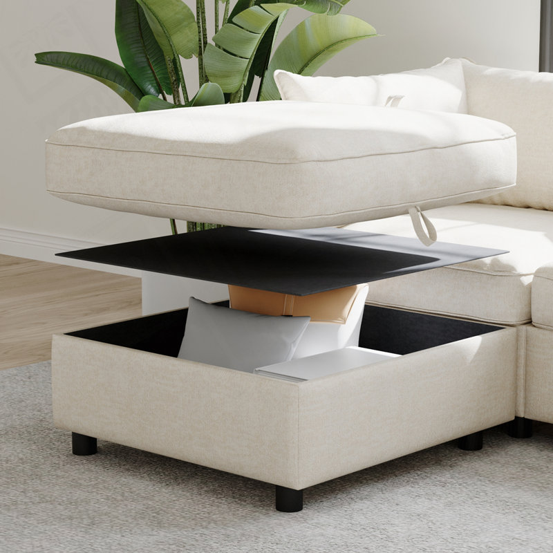 Canapé confortable à 2 places avec causeuse et 2 repose-pieds, Beige