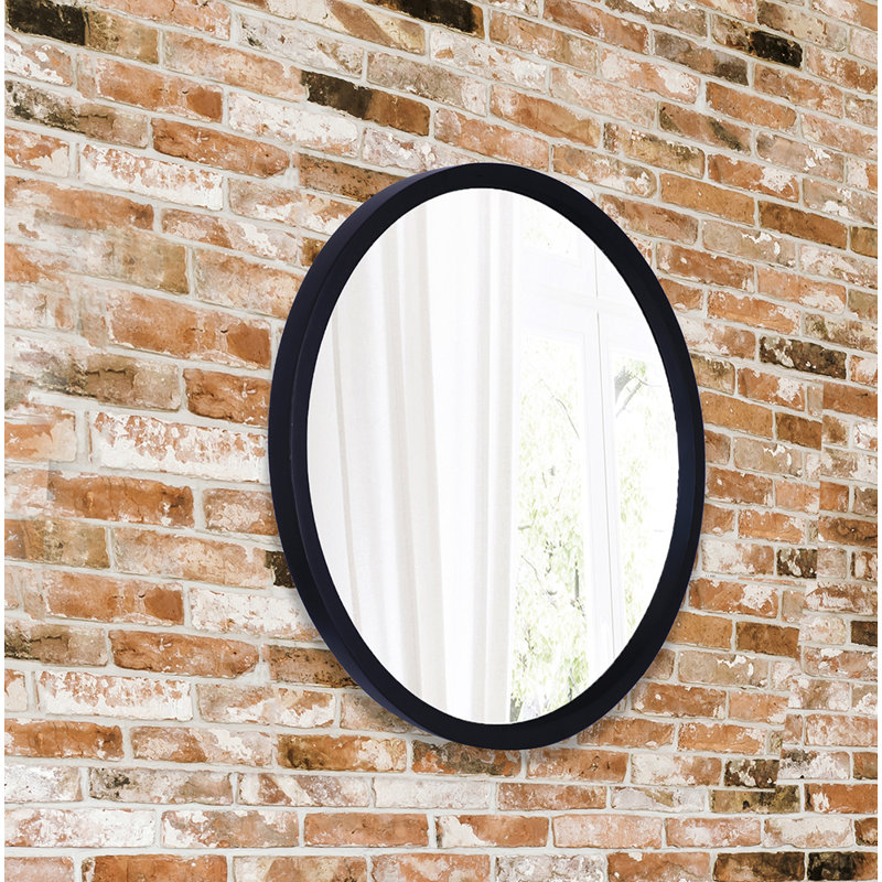 Wood Flat Wall Mirror, Black, 193.55 cm H x 193.55 cm W