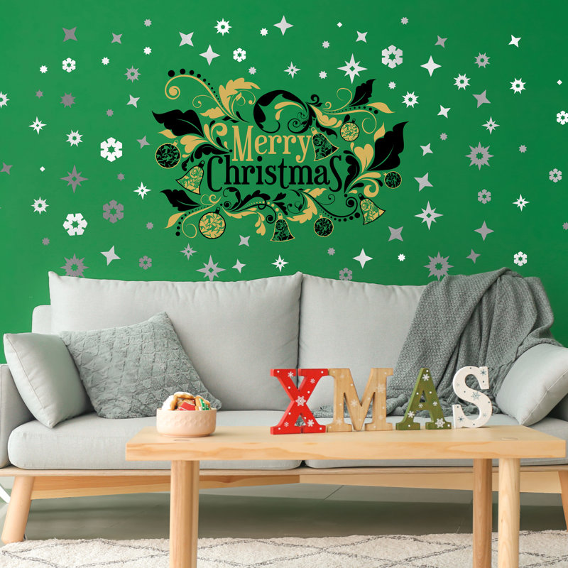 Elegant with Metalic Snowflakes Christmas Wall Sticker, Silver