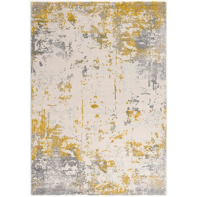 Rug Branch Solenne 2' x 5' (2'3" x 5') Gold/Grey Abstract Indoor Doormat Rug, Contemporary, Medium Pile, Stain-Resistant Entry Carpet - Front Door, Mudroom, Hallway and Kitchen