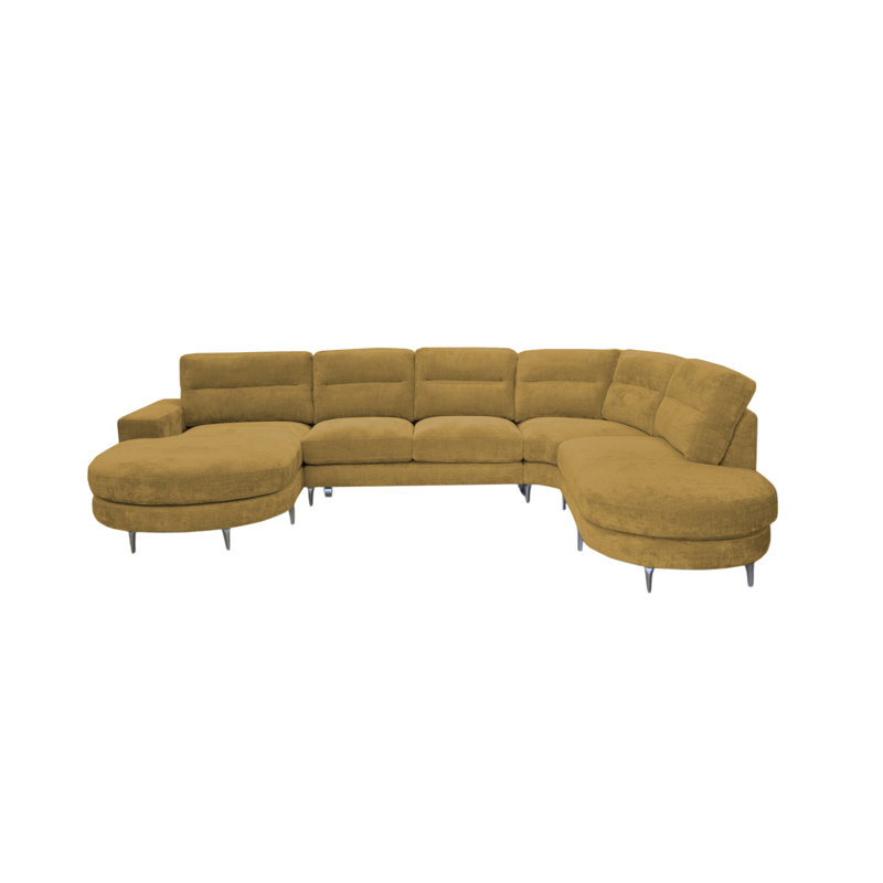 6 Seater Corner Sofa , Right Hand Facing, Brown