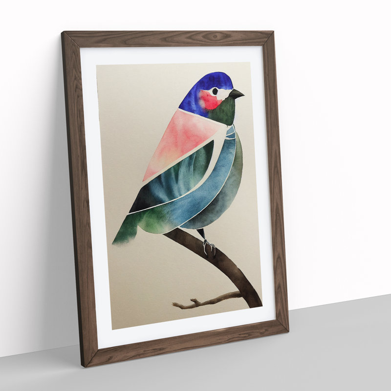Bird In No.1 - Single Picture Frame Print, 46cm H x 34cm W x 2cm D, Walnut