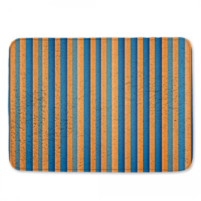 Orange Blue Stripes Bath Mat