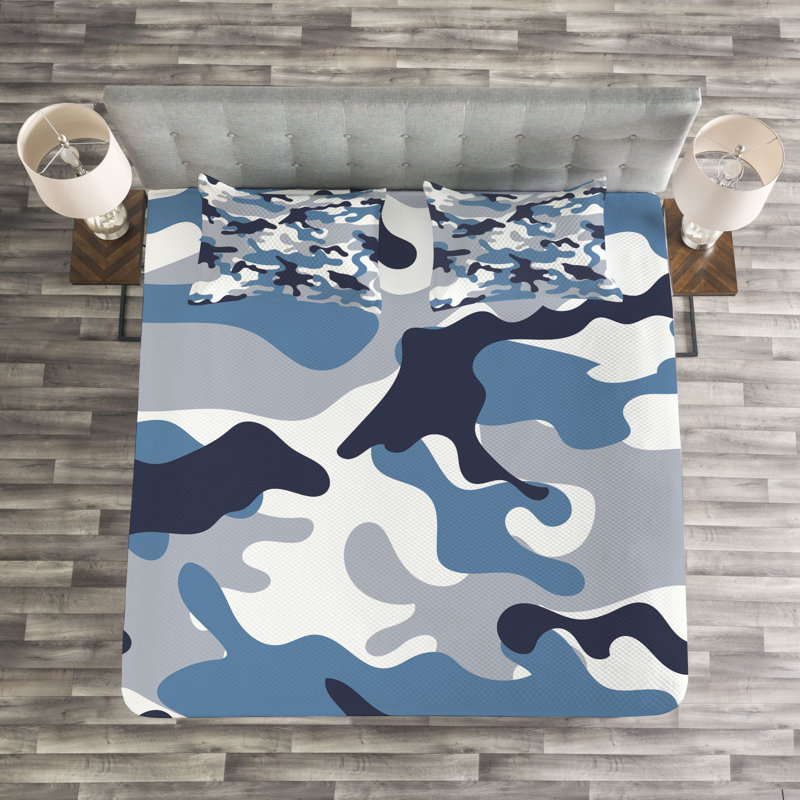 Aevry Blue/White/Grey Bedspread, 220 x 264 cm