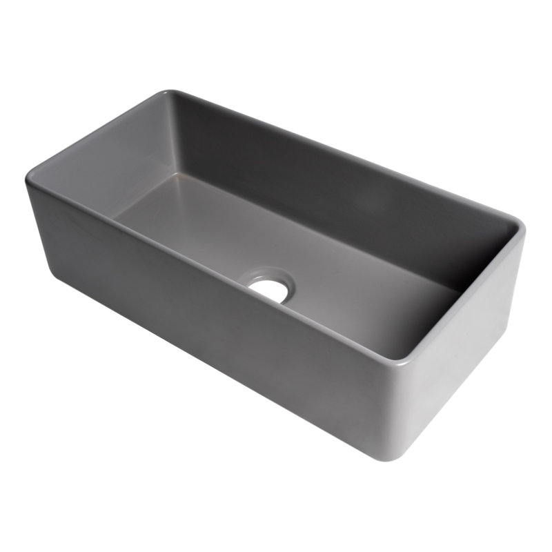 36'' L Single Bowl Fireclay Kitchen Sink, Gray Matte