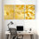 Tableau abstrait sur toile tendue à motif de feuilles de ginkgo doré (lot de 3)