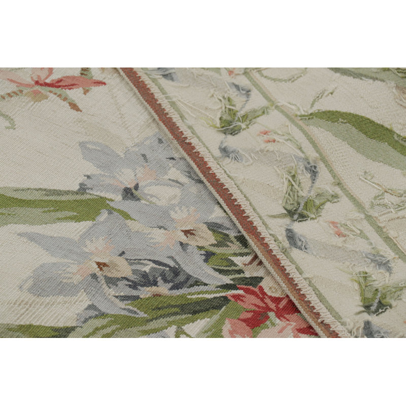 Rug & Kilim’S Tudor Style Rug In White And Cream With Floral Patterns, Rectangle 7'11" x 10'2"