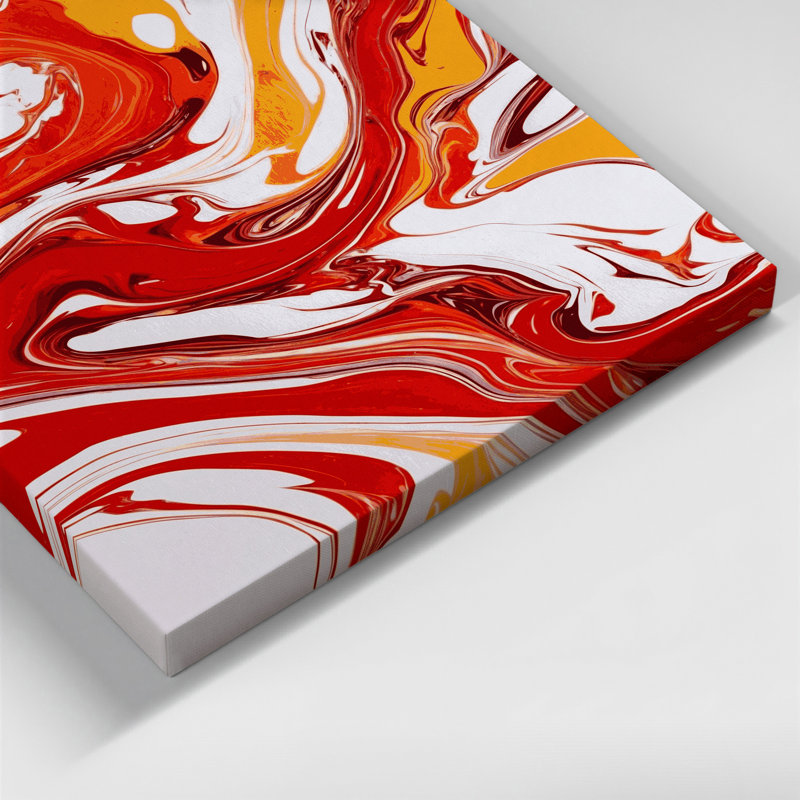 Abstrait art fluide sur toile rouge 73, H 24 po x l 20 po
