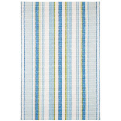 Daphne Stripe French Blue Handwoven Cotton Rug