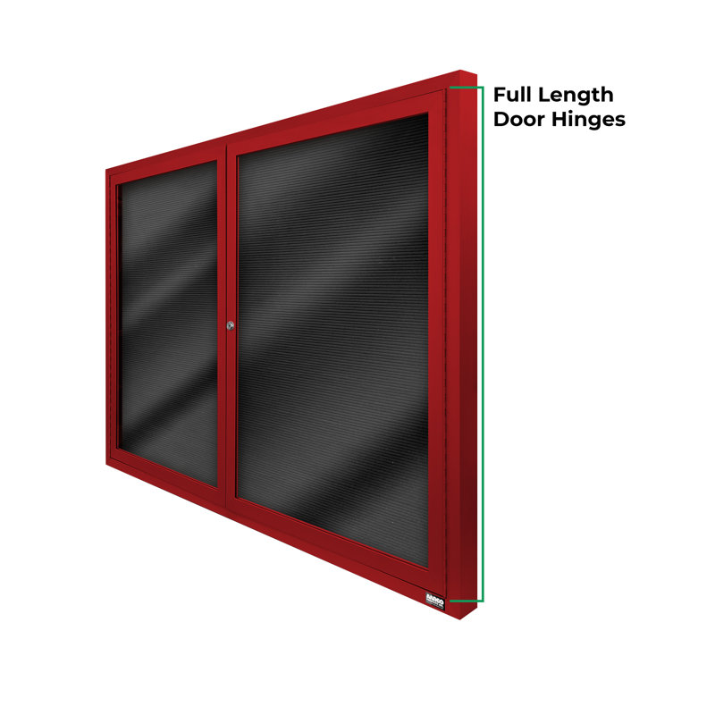 Tableau d'affichage mural fermé pour armoire d'annuaire, Rouge thermolaqué, Deux, H 36 po x l 48 po