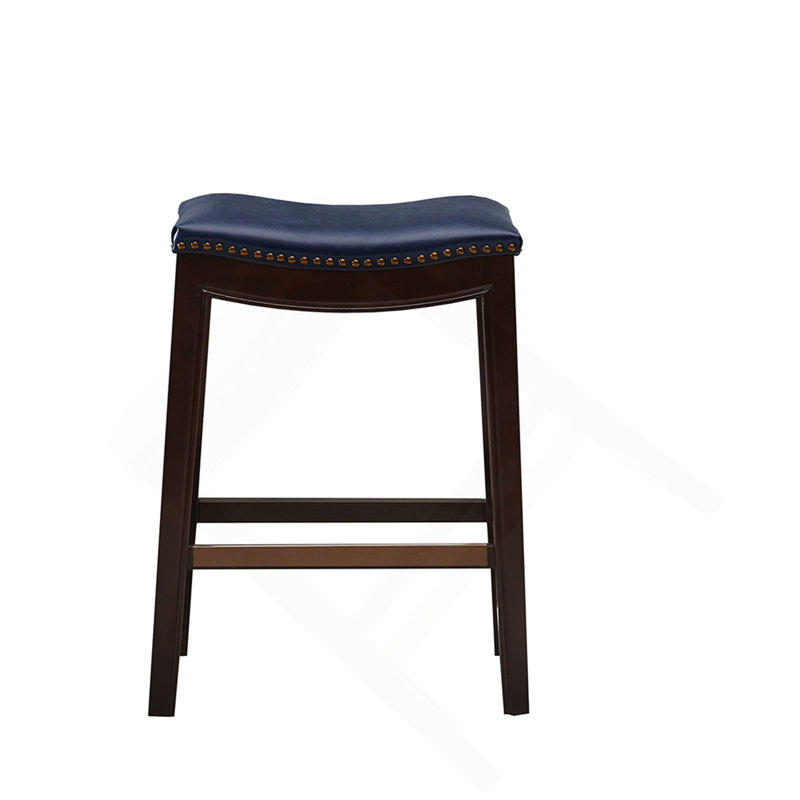 Tabouret de comptoir Saddle, Espresso, Polyester bleu
