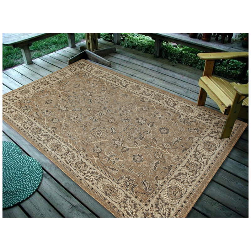Tapis intérieur/extérieur gris/beige Maison, Rectangulaire 4 pi 5 po x 7 pi