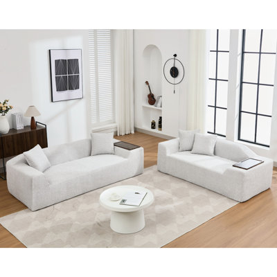 Comfy 3 places et 2 boucles - gris avec table de bout pour la maison gris, mobilier de salon moderne essentiel