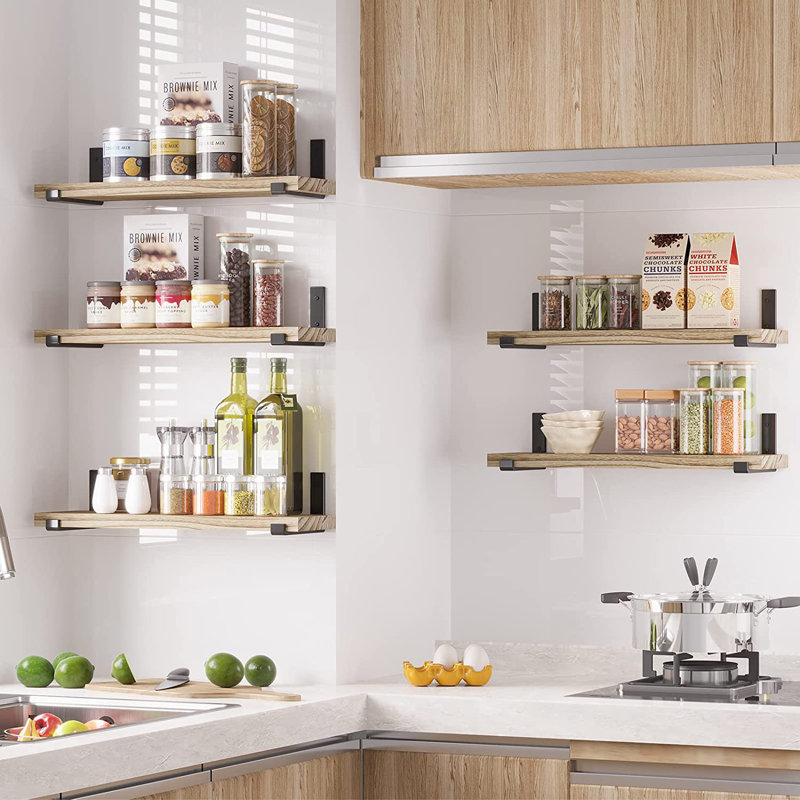 Riek 5 Piece Floating Shelf, Natural, 15.7" H x 4.7" W x 0.6" D