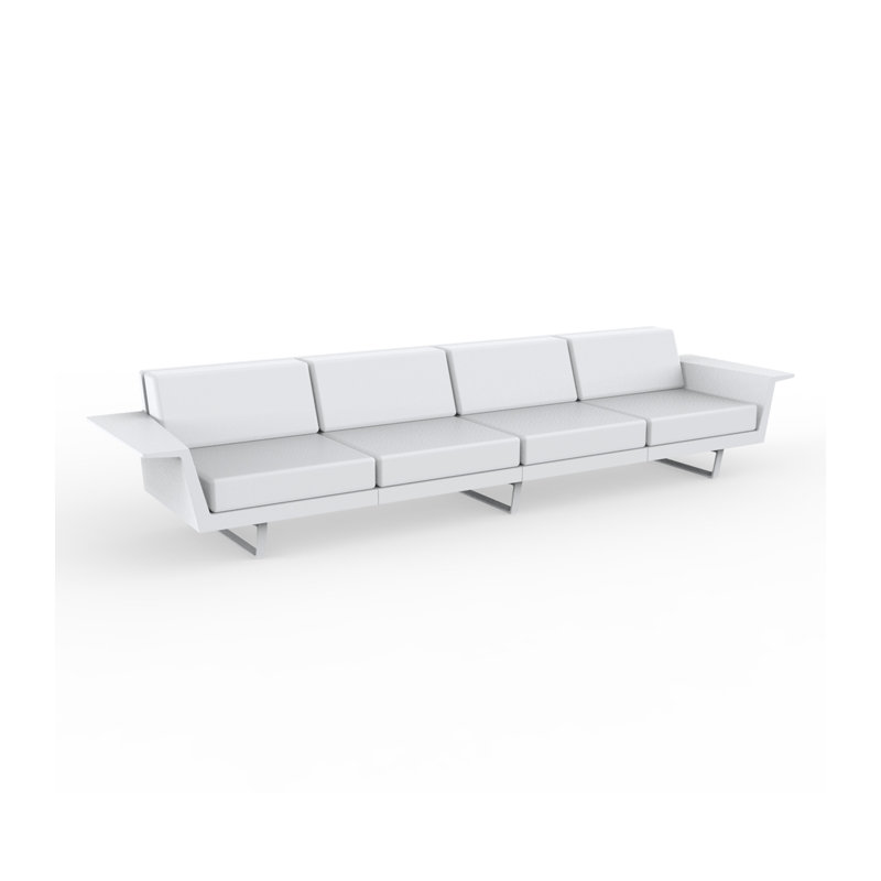 Canapé 4 places l 140,25 po Delta, Polyester blanc, Blanc pur