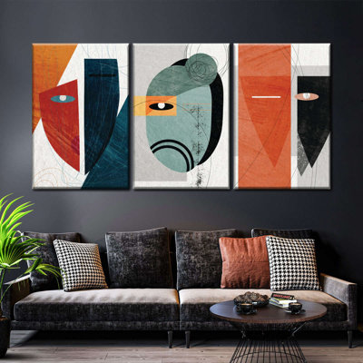 Geometric Face Shapes Multi Piece Canvas Print