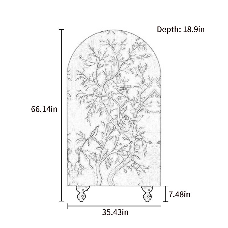 Armoire arquée avec tablettes et portes