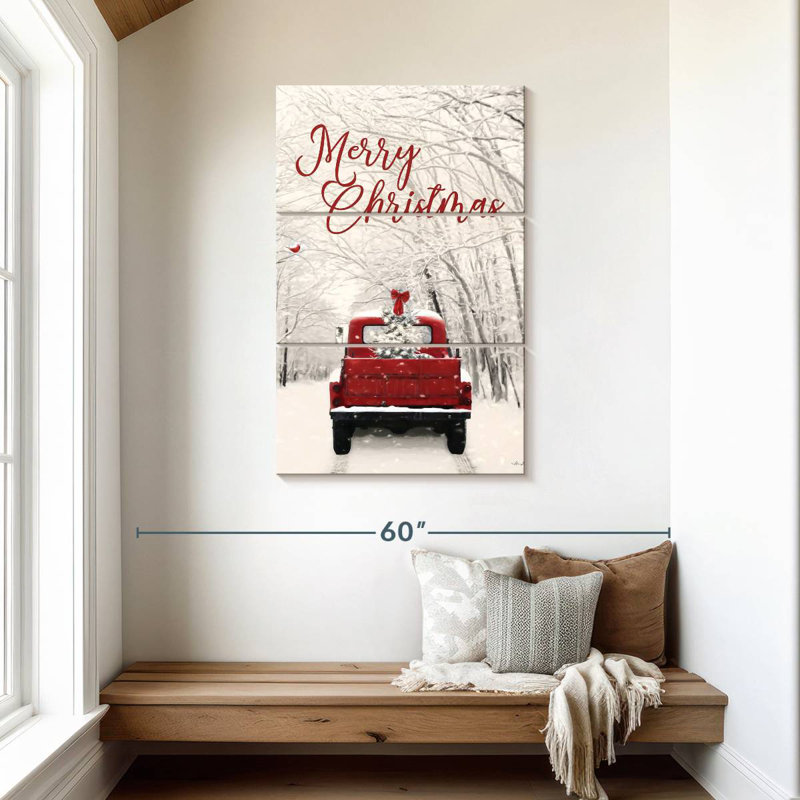Camion de joyeux Noël rétro, H 45 po x l 28 po