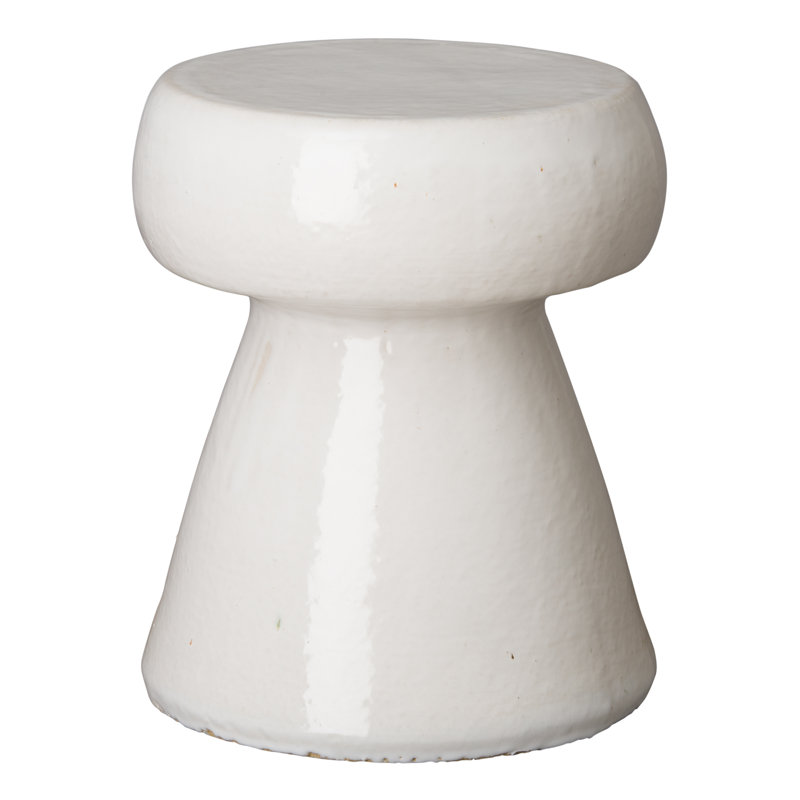 Leyla Ceramic Accent Stool, Distressed White