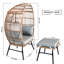 Fauteuil à œufs pour patio avec coussins - capacité de 400 livres, support lombaire inclus, PE, coussin en tissu épais, bleu neutre, sièges 2, tabouret de style européen moderne