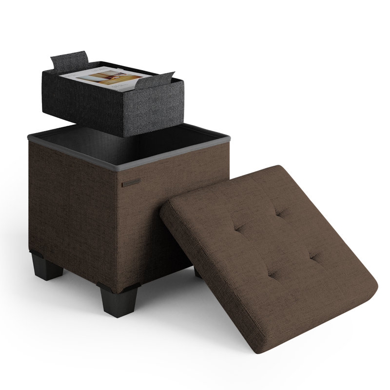 Banc de rangement avec repose-pieds Vérrant, Brown, 15"H x 15"W x 15"D