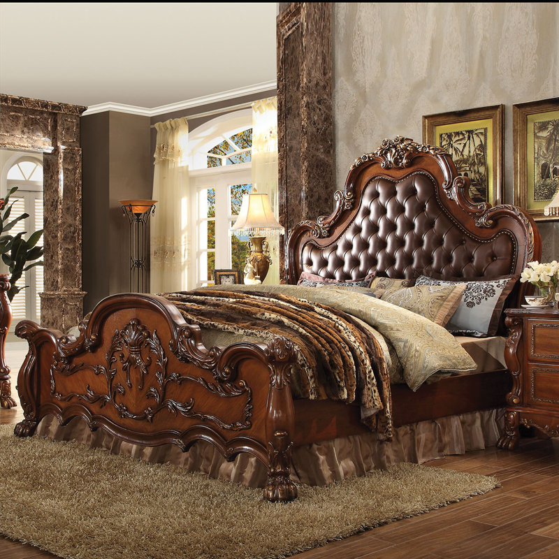 Wamsley Upholstered Slat Bed, Queen, Gold Patina