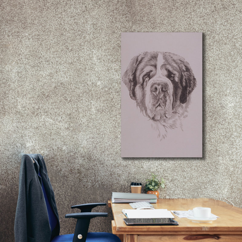 «Kavy St. Bernard» sur toile par Barbara Keith, H 40 po x l 26 po x P 1,5 po