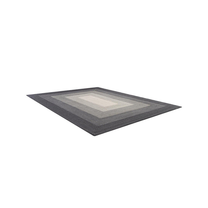  Ombre Hand Braided Wool Rug, Gray, Rectangle 4'1" x 6'1"