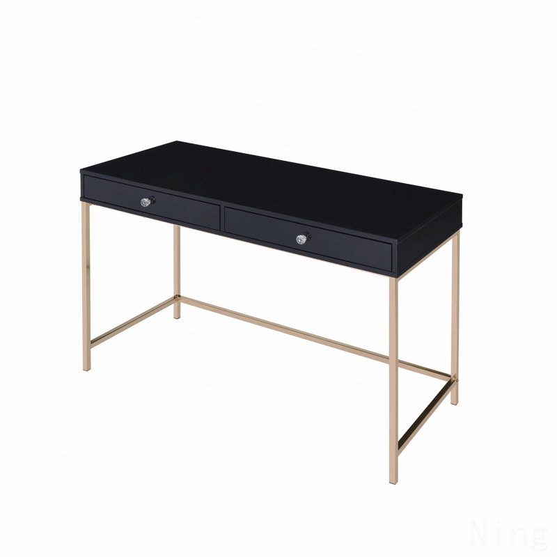 Bureau d'écriture noir brillant et doré