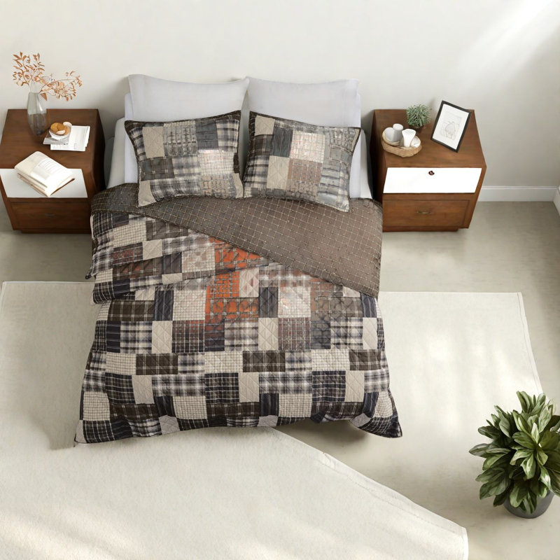 Ensemble de literie réversible, courtepointe en microfibre de style rustique style chalet