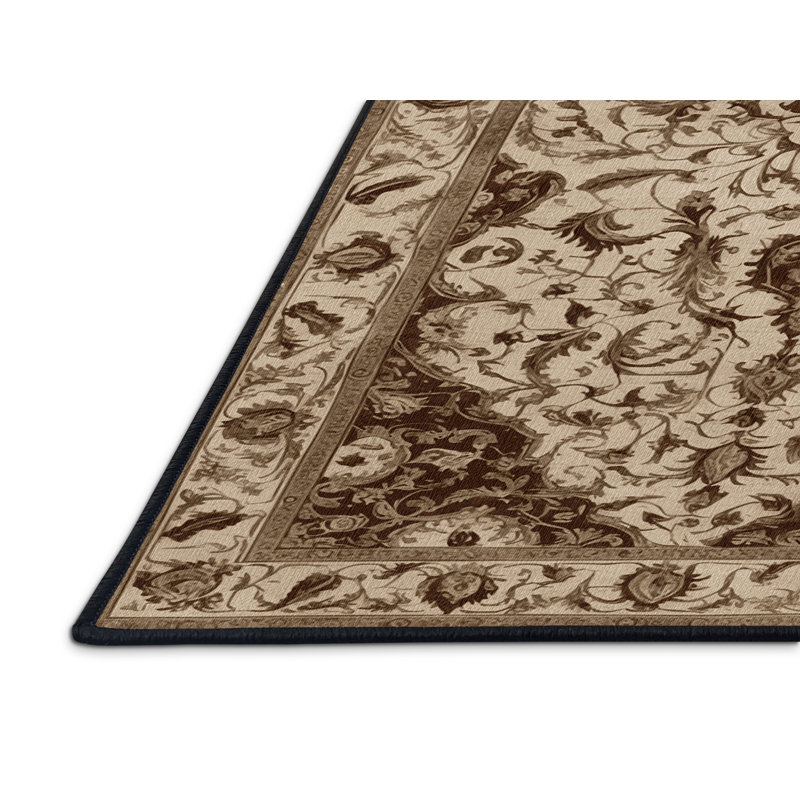 Tapis brun français lavable à la machine, Carré 5 pi