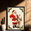 Art mural rétro noir de Noël avec père Noël, impressions de style rétro-715634891