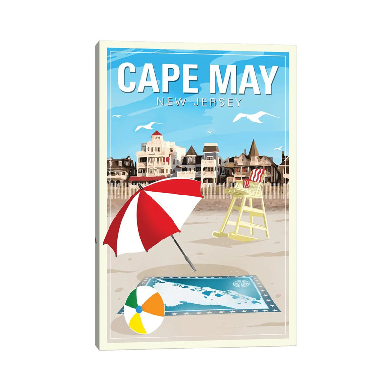Cape May by Old Red Truck - Wrapped Canvas Print, 20.32 cm H x 30.48 cm W