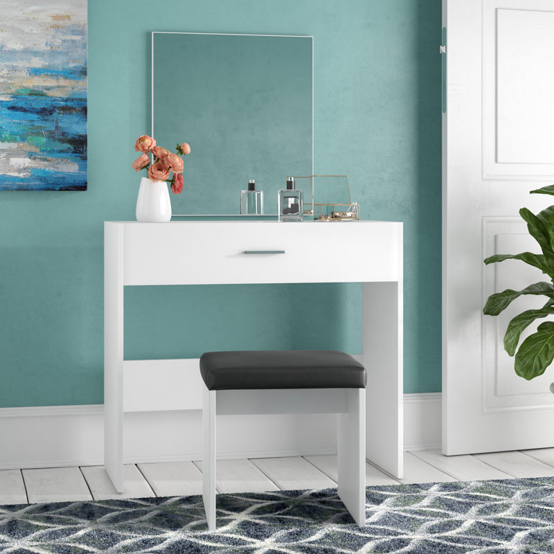 Pascal Dressing Table with Mirror, White