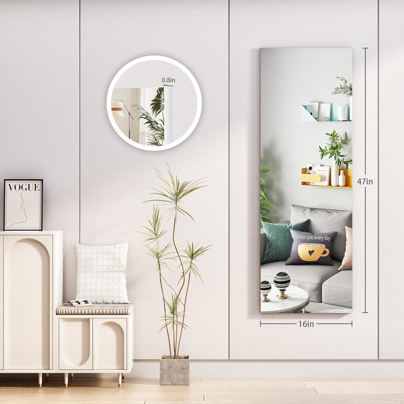 Full Length Over The Door Hanging Mirror, White