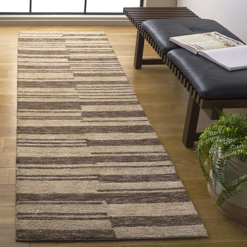 Tapis rayé en jute de coton Esen, Tapis de couloir 2 pi 3 po x 8 pi