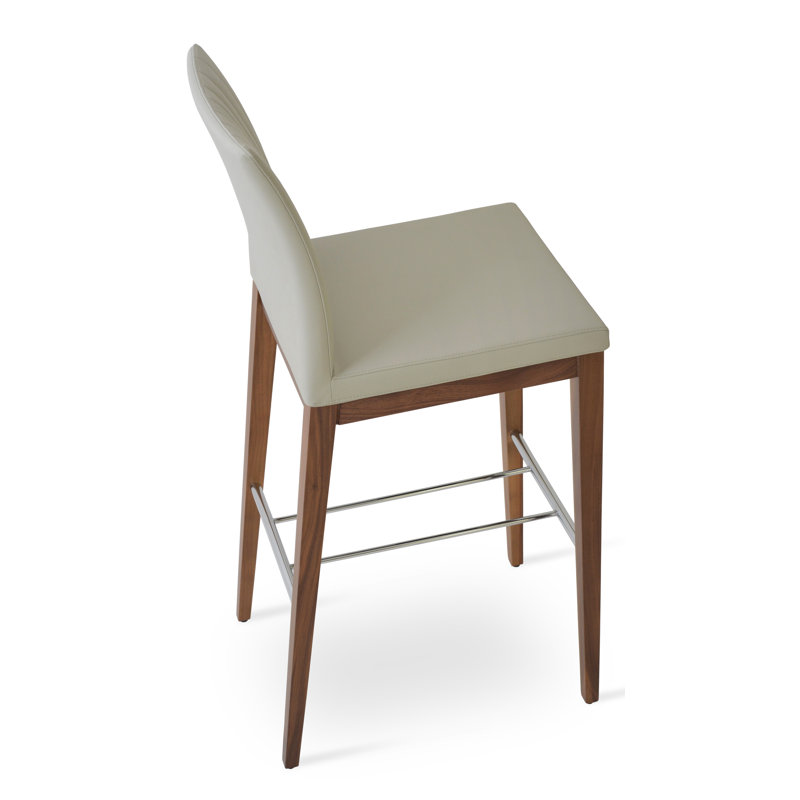 Tabouret de bar et de comptoir en bois Zeyno, Gris clair, Noyer américain, Tabouret de comptoir (assise de 24 po de hauteur)