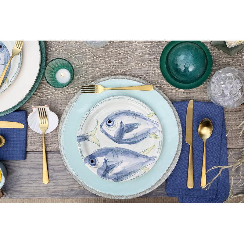 Lastra Handmade Stoneware Appetizer Plate, Aqua