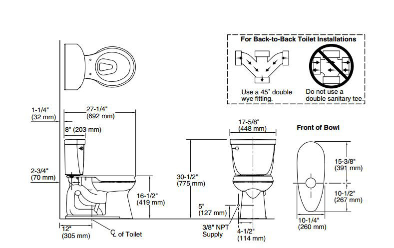 Cimarron Comfort Height Round Toilet, Black Black, Left-Hand