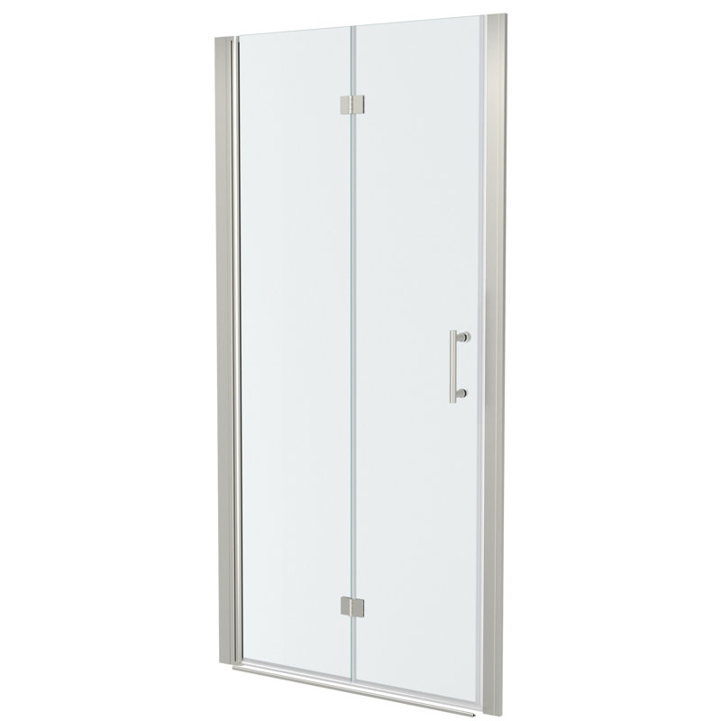 Porte de douche en verre trempé l 30 "x H 72" en nickel brossé - Installation flexible, avec des taches et des rayures avec un mécanisme de pliage, réglable pour différents espaces