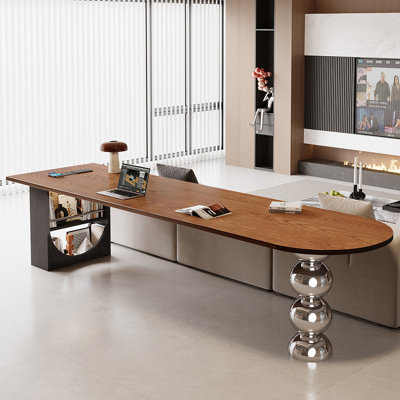 Brown Rectangular Solid Wood  desk